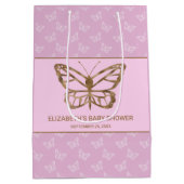 Faux Gold Foil look Butterfly - Paars Baby shower Medium Cadeauzakje (Achterkant)
