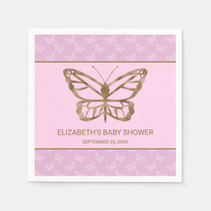 Faux Gold Foil look Butterfly - Paars Baby shower Servet