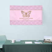 Faux Gold Foil look Butterfly - Paars Baby shower Spandoek (Beurs)