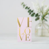 Faux Gold Foil Love Pink Visitekaartje (Staand voorkant)