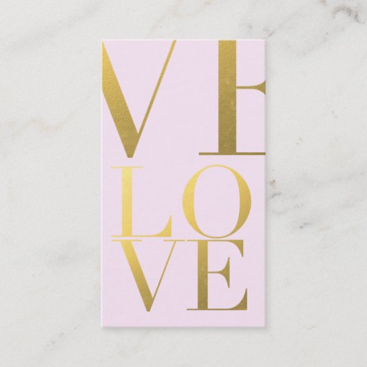 Faux Gold Foil Love Pink Visitekaartje (Voorkant)