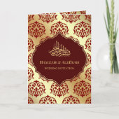 Faux Gold Foil Maroon Red Damask Muslim Weduwschap (Voorkant)
