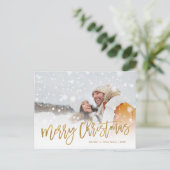 Faux Gold Foil Merry Christmas Foto Overlay Feestdagenkaart (Staand voorkant)