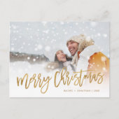 Faux Gold Foil Merry Christmas Foto Overlay Feestdagenkaart (Voorkant)