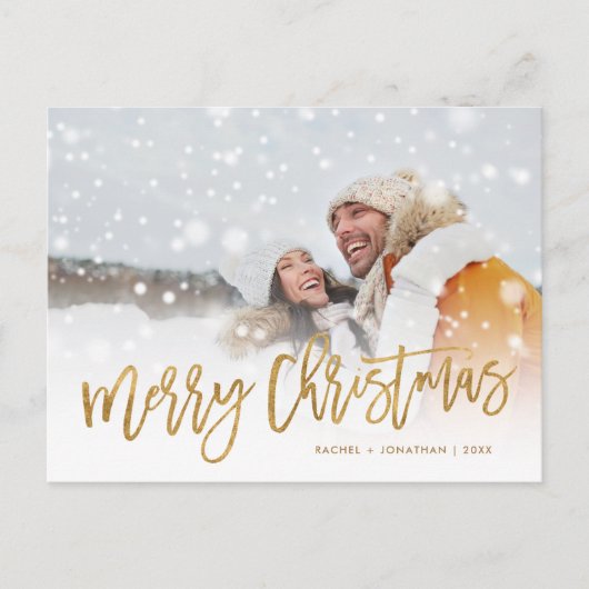 Faux Gold Foil Merry Christmas Foto Overlay Feestdagenkaart (Voorkant)