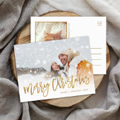 Faux Gold Foil Merry Christmas Foto Overlay Feestdagenkaart