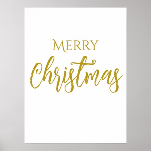 Faux-Gold Foil Merry kerst Chic Poster (Voorkant)