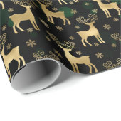 Faux Gold Foil met kerstrendier en groene keh Cadeaupapier (Rol Hoek)