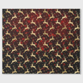 Faux Gold Foil met kerstrendier en rode keh Cadeaupapier (Vlak)