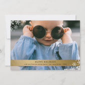 Faux Gold Foil met Snowflake Accessoires Foto Feestdagenkaart (Voorkant)