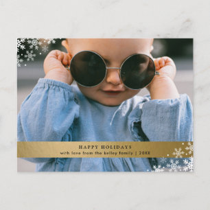 Faux Gold Foil met Snowflakes Holiday Foto Briefkaart