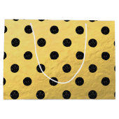 Faux Gold Foil met zwarte Glitter Stippen Gift Bag Groot Cadeauzakje (Achterkant)