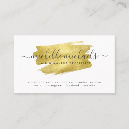 Faux Gold Foil - Minimal Script Modern Visitekaartje (Voorkant)