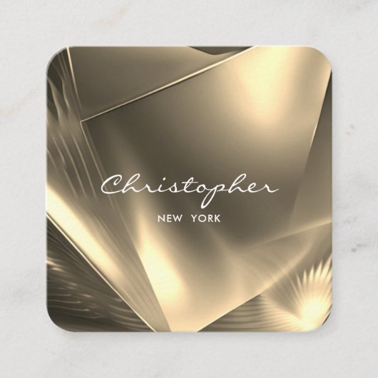 Faux Gold Foil Minimale QR Code & Social Media Vierkante Visitekaartje (Voorkant)