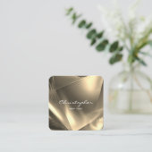 Faux Gold Foil Minimale QR Code & Social Media Vierkante Visitekaartje (Staand voorkant)