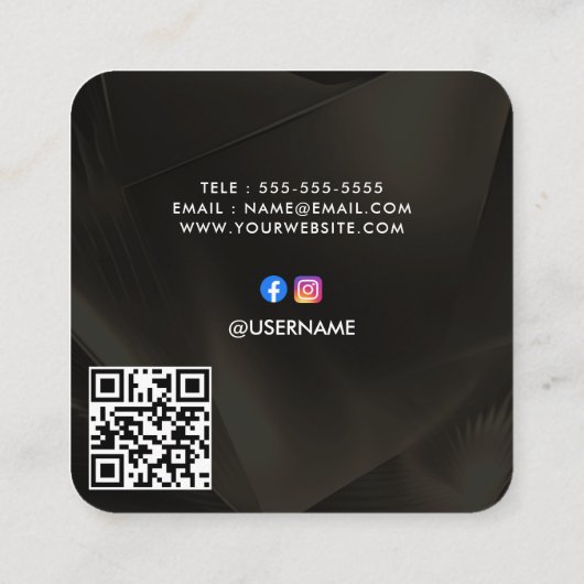 Faux Gold Foil Minimale QR Code & Social Media Vierkante Visitekaartje (Achterkant)