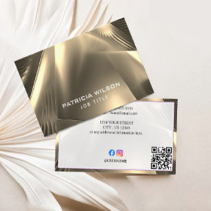 Faux Gold Foil Minimale QR Code & Social Media Visitekaartje