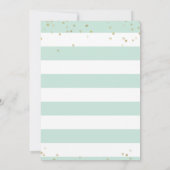Faux Gold Foil, Mint Green Stripes Baby shower Kaart (Achterkant)