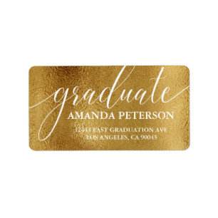 Faux Gold Foil Modern Elegant Typografie Afstudere Etiket
