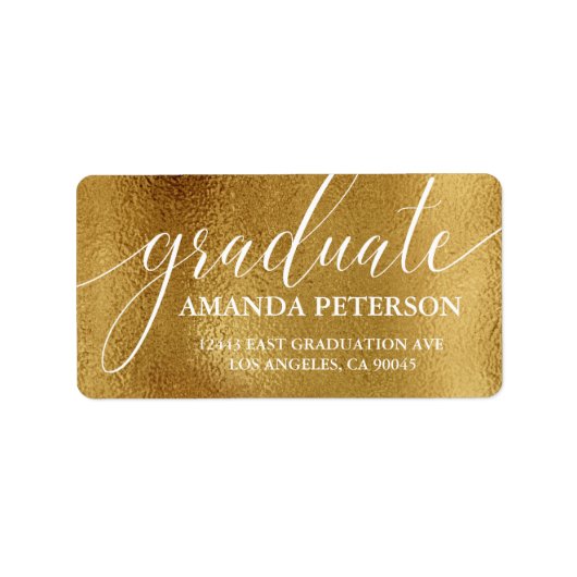 Faux Gold Foil Modern Elegant Typografie Afstudere Etiket (Voorkant)