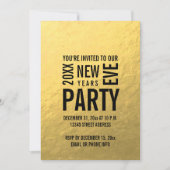 Faux Gold Foil Moderne New Years Eve Party Invite Kaart (Voorkant)