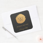 Faux Gold Foil Monogram Business Sticker Labels (Envelop)