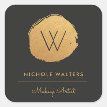 Faux Gold Foil Monogram Business Sticker Labels