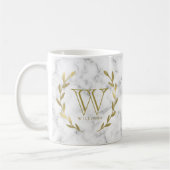 Faux Gold Foil Monogram op marmer Texture Koffiemok (Links)