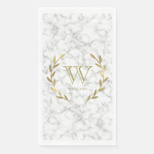 Faux Gold Foil Monogram op marmer Texture Servet (Voorkant)