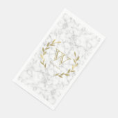 Faux Gold Foil Monogram op marmer Texture Servet (Hoek)