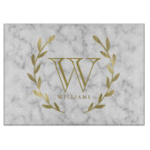 Faux Gold Foil Monogram op marmer Texture Snijplank (Voorkant)