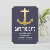Faux Gold Foil Nautical Anchor Save Date Save The Date (Staand voorkant)