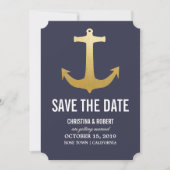 Faux Gold Foil Nautical Anchor Save Date Save The Date (Voorkant)
