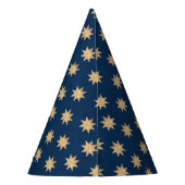 Faux Gold Foil & Navy Blue Stars Pattern Feesthoedjes (Achterkant)