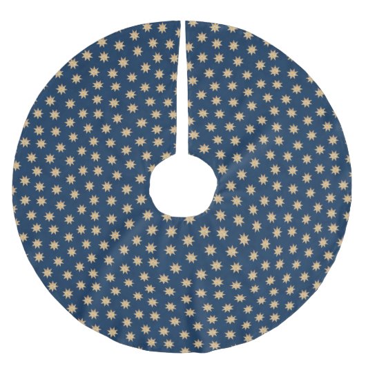 Faux Gold Foil & Navy Blue Stars Pattern Kerstboom Rok (Voorkant)