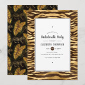 Faux Gold Foil Oerwoud Tiger Bachelorette Party Kaart (Voorkant / Achterkant)