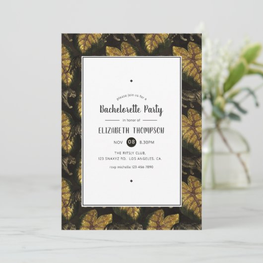 Faux Gold Foil Oerwoud Tiger Bachelorette Party Kaart (Staand voorkant)