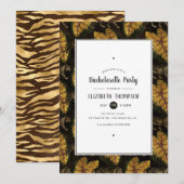 Faux Gold Foil Oerwoud Tiger Bachelorette Party Kaart (Voorkant / Achterkant)