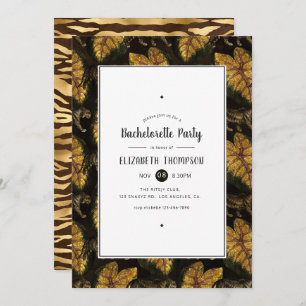Faux Gold Foil Oerwoud Tiger Bachelorette Party Kaart