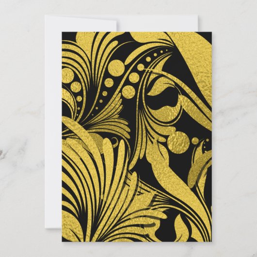 Faux Gold Foil op Black Nieuwjaar - wenst Aankondiging (Voorkant)