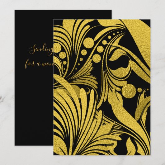 Faux Gold Foil op Black Nieuwjaar - wenst Aankondiging (Voorkant / Achterkant)