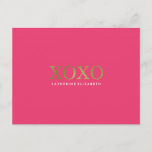Faux Gold Foil op Hot Pink XOXO Hartelijk dank Briefkaart
