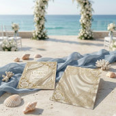 Faux Gold Foil Ornate Filigree & Printed Satin Kaart