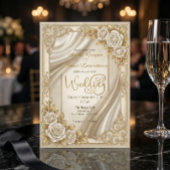 Faux Gold Foil Ornate Filigree & Printed Satin Kaart