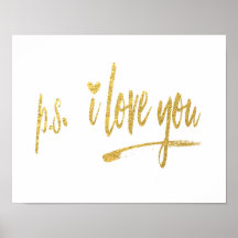 Faux Gold Foil p.s. Ik hou van je met hart