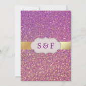Faux Gold Foil Paarse Glitter bruiloft uitnodiging (Achterkant)