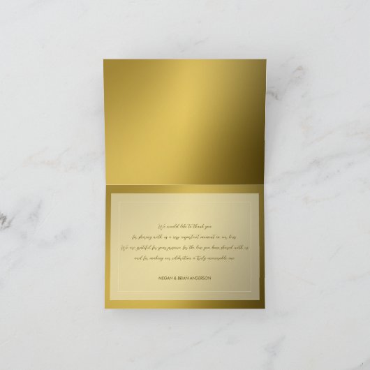 Faux Gold Foil Palm leveert Tropisch huwelijk Bedankkaart (Binnen)