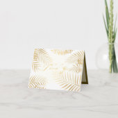 Faux Gold Foil Palm leveert Tropisch huwelijk Bedankkaart (Voorkant)
