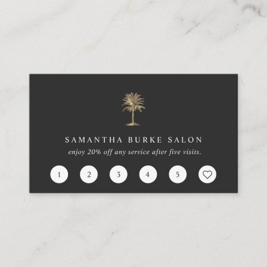 Faux Gold Foil Palm Tree Logo Klantenkaartje (Voorkant)