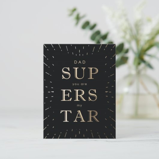 Faux Gold Foil Papa is Superstar Vaderdag Briefkaart (Staand voorkant)